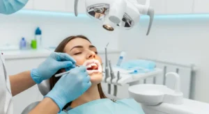Dentist performing professional teeth whitening on a patient in a modern dental clinic in Gilbert, AZ