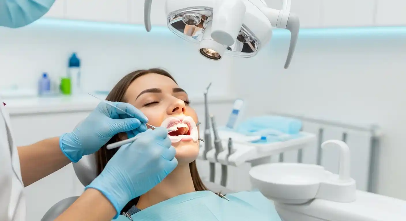 Dentist performing professional teeth whitening on a patient in a modern dental clinic in Gilbert, AZ