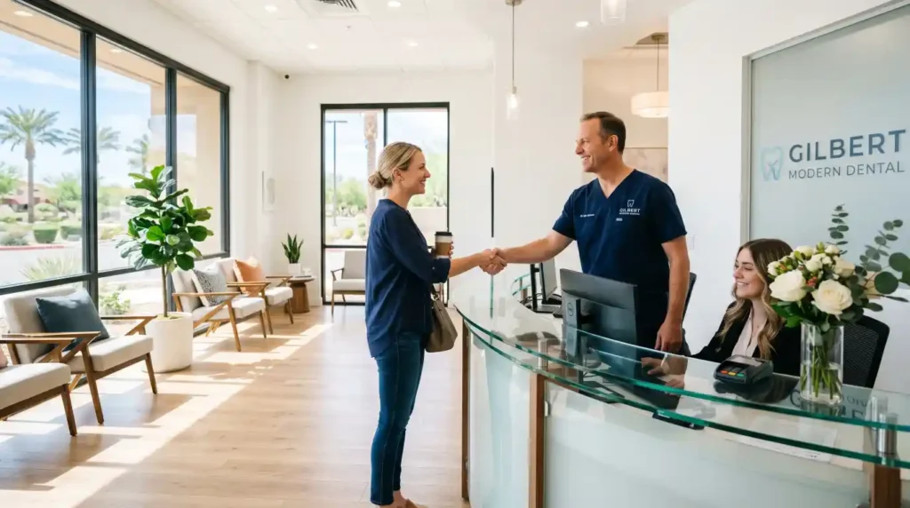 Emergency dental clinic in Gilbert Arizona welcoming patient for urgent care