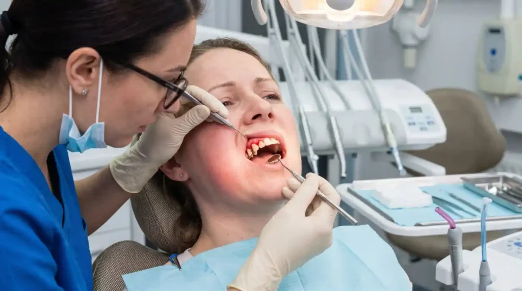 Real dental emergency symptoms including swelling broken tooth and gum infection