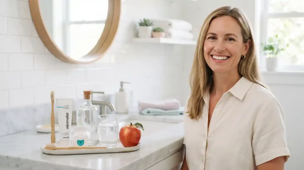 Daily oral care essentials used to keep teeth white.